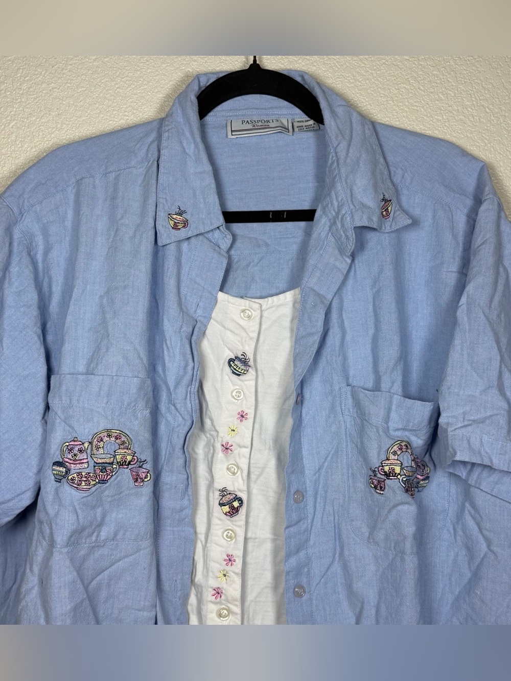 Women’s Vintage 1990s 2X Mock Layered Button Down Cottagecore Grandmacore Tea